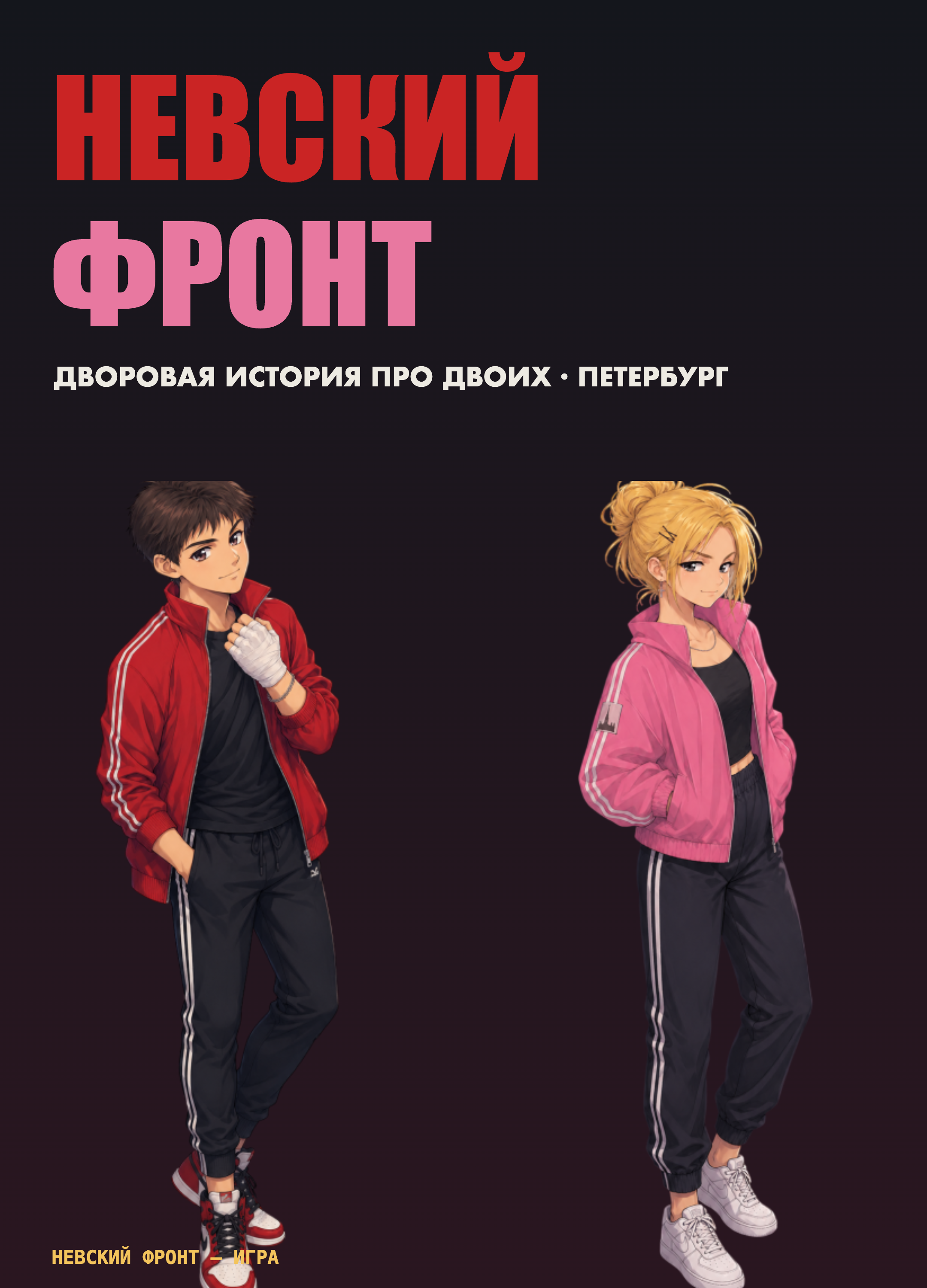 Черновой макет афиши: текст и два персонажа